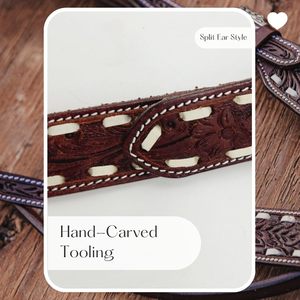 Harnais de cheval en cuir véritable avec boucle d'oreille fendue pour chevaux - Product Image 2