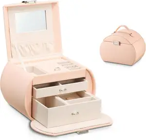 Mode Dame Meisjes Grote Grote Grote Sieraden Opbergdoos Case Grote Sieraden Dozen Organizer Voor Vrouwen Met Lades Slot