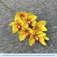 Bunga Buatan Tekstur 3D yang Terasa Lembut; Anggrek Dendrobium Enam Kepala Berkualitas Tinggi, Mirip Asli, Plastik PU Karet Lunak Sempurna
