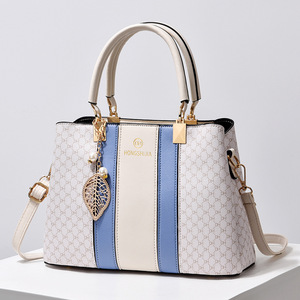 ALH0013 Bolsos de Mano de PU de Gran Capacidad con Estampado de Monograma de Marca de Lujo para Mujer, Bloque de Color, Cierre de Cremallera con Borla, Impermeable, Portátil - Product Image 6