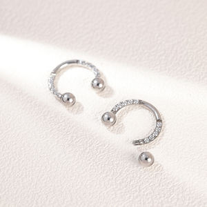 G23 Titan Mũi xuyên vàng bạc vách ngăn mũi nhẫn <span class=keywords><strong>6mm</strong></span> 8mm đá quý móng ngựa tròn Barbell piercing đồ trang sức - Product Image 5