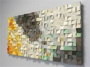 Home Decor Art 3D Abstract Geometric Wall Arts Handmade Wood Artwork Design Wall Painting