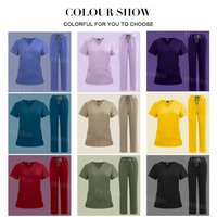 Ensemble de Blouses Médicales Personnalisées en Gros pour Hôpitaux et Soins Infirmiers – Col en V, Pantalon à Cordon, Multi-poches, Doux, Respirant, Mat
