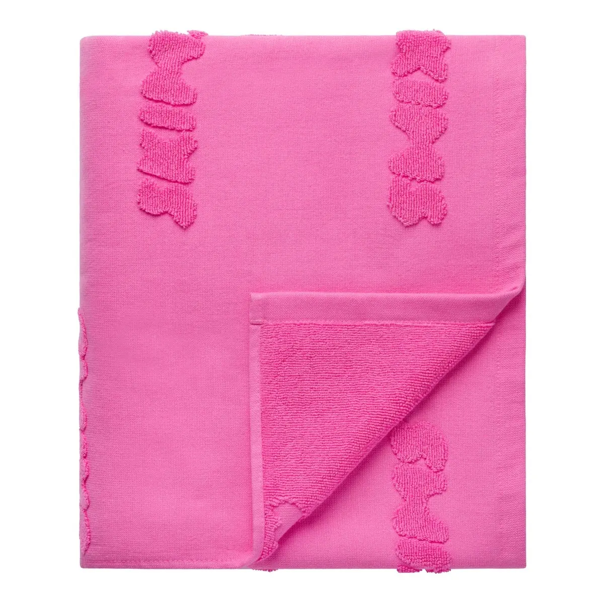 Logo berulang timbul dibuat sesuai pesanan 100% handuk pantai warna merah muda Terry katun 65x40 inci