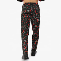 Pantalon de travail de restaurant Pantalon de chef imprimé Baggy pour hommes et femmes Uniformes de cuisine avec taille élastique à fleurs