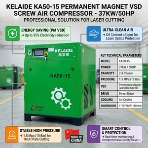 KELAIDE KA50-15 37kW 50HP Permanent Magnet VSD Screw Air <b>Compressor</b> 3.3m³/min 1.5MPa Air Cooled Stationary <b>Industrial</b> - Product Image 1
