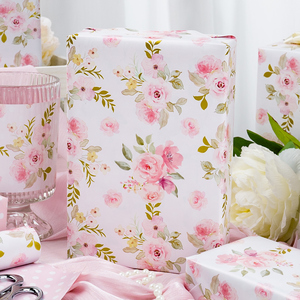 Floral <b>Pattern</b> Gift Wrapping <b>Paper</b> Roll Double Side Coated Art <b>Paper</b> 80GSM Eco-Friendly Digital Printing Packaging - Product Image 2