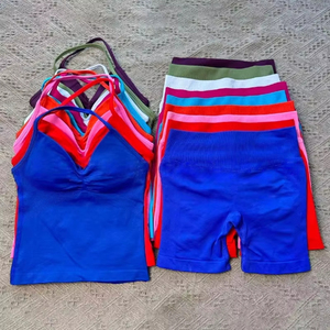 <span class=keywords><strong>Ensemble</strong></span> de yoga et de <span class=keywords><strong>sport</strong></span> YIAN pour <span class=keywords><strong>femme</strong></span> : débardeur dos nu, short taille haute froncé sans couture, tenue de fitness, vêtements de <span class=keywords><strong>sport</strong></span>, ensembles d'entraînement - Product Image 5