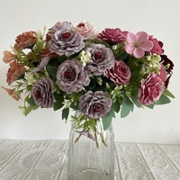 Bouquet de roses artificielles en mousse à 5 têtes de style rustique pour la décoration de la maison, du salon, de la table à thé et des mariages