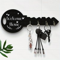 Plaque murale en bois découpée en forme de clé, porte-clés en bois avec inscription « Bienvenue à la maison », décoration murale pour entrée, cadeau