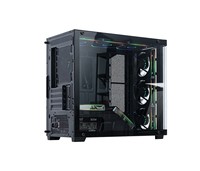 Boîtier d'ordinateur de jeu ATX Mid-Tower en verre double face noir avec ventilateur RGB, châssis pour montage personnalisé