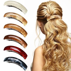 Haute qualité 9.2cm français femmes acrylique plat <span class=keywords><strong>cheveux</strong></span> Barrettes 6 pièces/ensemble élastique <span class=keywords><strong>cheveux</strong></span> griffe pinces pour fête <span class=keywords><strong>cheveux</strong></span> demi queue de cheval - Product Image 6