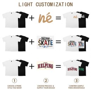 T-shirt en coton de haute qualité 280G, imprimé en relief 3D, col rond, surdimensionné, pour hommes, avec logo personnalisé en relief - Product Image 3