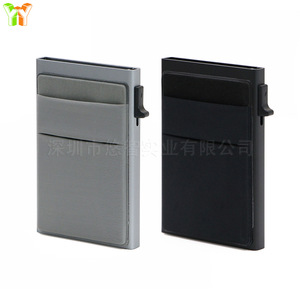 Porte-cartes métallique multi-emplacements pour cartes de visite, boîte automatique antivol en aluminium, étui pour cartes en Lycra, carte autocollante - Product Image 2
