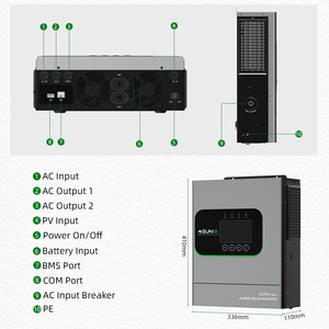 Hybride solaire 48V/220V avec WIFI intégré, 6,5 kVA, 6,5 kW, hors réseau/sur réseau, avec contrôleur MPPT SUX-Ultra 6,5 kW intégré 120 - Product Image 5