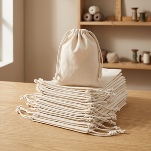 Sac d'emballage alimentaire en coton écologique réutilisable, sacs en tissu tissé pour viande, sacs en coton à cordon avec logo personnalisé, sacs pour céréales - Product Image 1