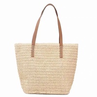 Beau sac fourre-tout en paille fait à la main en l, sac de plage Fashion pour femme avec poignée en Pu de grande capacité
