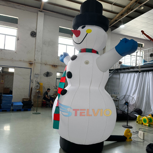 Ballon gonflable bonhomme de neige avec lumière, hauteur 4m, modèle de bonhomme de neige gonflable de dessin animé, décoration de Noël, fourni par l'usine OEM - Product Image 5
