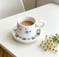 Tasse à café turque en céramique œil porte-bonheur faite à la main, tasse décorative créative pour la maison