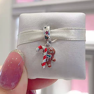 Liontin DORA Perak Sterling IPan S925 dengan Enamel Merah, Perhiasan DIY Swedia yang Cantik, Hadiah dengan Zirkon sebagai Batu Utama - Product Image 3