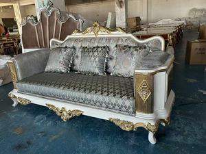 Juego <span class=keywords><strong>de</strong></span> sofá <span class=keywords><strong>de</strong></span> madera maciza francesa Europea muebles <span class=keywords><strong>de</strong></span> sala <span class=keywords><strong>de</strong></span> estar <span class=keywords><strong>de</strong></span> villa antigua con restauración personalizada 1:1 y detalles pintados a mano - Product Image 3