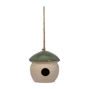 Mangiatoia Rotonda Sospesa per Uccelli con Tetto Verde per Esposizione in Giardino e Cortile - Product Image 1