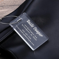 Étiquette de bagage rectangulaire en acrylique transparent, élégante et solide, étiquette d'identification vierge, porte-clés pour sac à dos, pendentif anti-perte