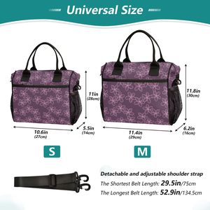 Sac isotherme à bandoulière pour le déjeuner, motif fleur hawaïenne violette, étanche, pour l'extérieur, personnalisable, pour femme - Product Image 3