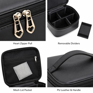 Portable Travel <b>Makeup</b> Bag Large Cosmetic <b>Case</b> with Mesh Pocket Adjustable Divider Handle PU Toiletry Organizer for Women Girls - Product Image 3