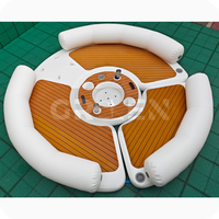 Île flottante ronde commerciale gonflable, quai flottant gonflable avec porte-gobelets et porte-bière, pont flottant, quai de yacht gonflable