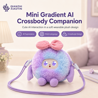 Borsa a tracolla mini in peluche indossabile AI, sfumato viola-blu, con funzione di clonazione vocale ChatGPT (80+ lingue), memoria a lungo termine, regalo multifunzione, certificazione CE