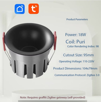 Foco Inteligente Tuya Smart Spotlight Arc, Empotrable sin Marco, Regulable, Ajuste de Color, Control Remoto ZigBee, Integración de Control por Voz, 95mm