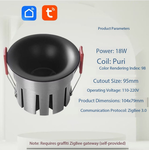 Foco Inteligente Tuya Smart Spotlight Arc, Empotrable sin Marco, Regulable, Ajuste de Color, Control Remoto ZigBee, Integración de Control por Voz, 95mm - Product Image 4