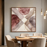 Peinture géométrique abstraite moderne à l'aquarelle, feuille d'or, toile encadrée, art fait main, grande décoration murale pour salon