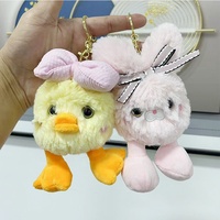 Porte-clés figurine animale mignonne avec nœud, pendentif créatif en peluche grenouille Big Foot, pendentif de sac pour couple