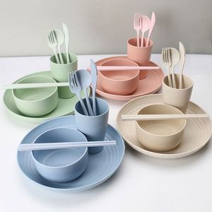 Nouvel ensemble de 28 assiettes incassables écologiques en paille de blé avec logo personnalisé - Product Image 3