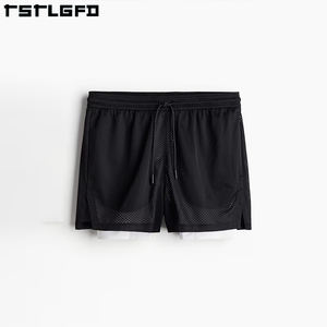 Short de gymnastique à séchage rapide pour homme Écologique 2-en-1 en polyester Spandex Short décontracté et respirant avec poche arrière - Product Image 4