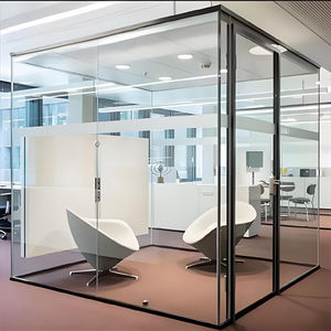 <span class=keywords><strong>Cloison</strong></span> panoramique en verre à extrémité supérieure Verre de sécurité trempé Intérieurs de bureau de 12mm d'épaisseur Projets commerciaux Tailles personnalisées - Product Image 1