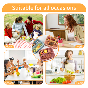 Nordic Style <b>Lunch</b> Box <b>Set</b> 4 Compartments Stackable Portable Bpa Free Eco-friendly silicone Food Container With Leak Proof Lid - Product Image 6