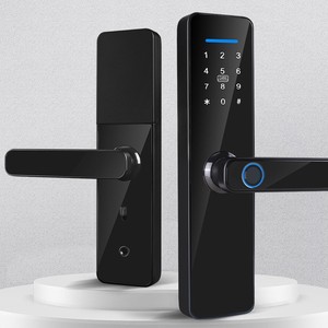 Serrure de porte intelligente S811, serrure intérieure en alliage d'aluminium noir, contrôle par application, empreinte digitale, mot de passe, carte - Product Image 1