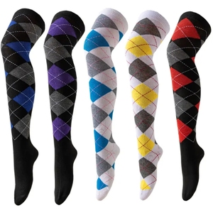 2026 Spring Summer Autumn New Thin Polyester Spandex Classic <strong>Tartan</strong> Plaid Argyle Diamond Checked Over Knee Thigh High Long <strong>Socks</strong> - Product Image 5