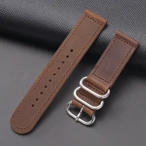 LAIHE 20mm 22mm 24mm Custom Fashion Two Parts Natural Leather Watch Strap Band For Men