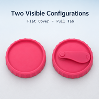 Couvre-boissons réutilisables en silicone de luxe avec styles plat et à languette, plusieurs couleurs pour une utilisation quotidienne