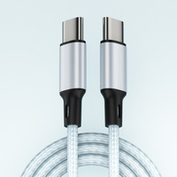 Câble de charge rapide USB-C vers USB-C 60W PD 3A avec blindage en nylon tressé pour appareils iOS comme iPhone 14 15 16 17 18 Pro Max