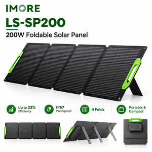 Panneau solaire portable 200W, efficacité 23%, module pliable ETFE avec connecteur MC4 pour camping, camping-car, caravane et stations d'alimentation extérieures - Product Image 1