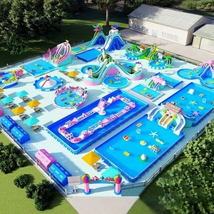 Parco Acquatico Gonfiabile Grande per Esterni <span class=keywords><strong>con</strong></span> Struttura in Acciaio, Piscina e Scivolo a Ostacoli per Intrattenimento Pubblico - Product Image 2