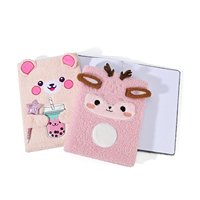 Carnet Kawaii en Peluche Animaux, Faux Fourrure Sherpa, Mignon Ours Chat Cerf Agneau, Journal avec Embellissements 3D, Paillettes, Pochette, Cadeau pour Filles