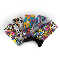 Chaussettes d'été en gros motif graffiti dessin animé, 3 styles, imprimé visage de monstre coloré, mode urbaine, hip-hop, tendance, décontractées, nouveauté pour hommes