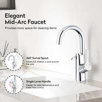 Robinet de cuisine en acier inoxydable 304 chromé, moderne et classique, à poignée unique, avec cartouche céramique, pour eau chaude et froide, certifié CUPC NSF61 DOE
