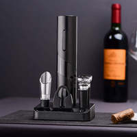 Ensemble d'ouvre-bouteille automatique pour vin avec logo personnalisé, rechargeable par USB, ouvre-bouteille électrique en acier inoxydable, cadeaux promotionnels
